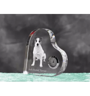 Jack Russell Terrier - crystal clock with a dog picture, heart-shaped shelf clock, personalized standing clock by Art-Dog brand