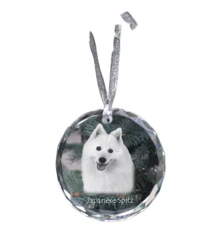 Japan-Spitz, Japanischer Spitz, Nihon Supittsu - Kristallkugel mit Foto, Hundebild im Kristall, personalisierter Christbaumschmuck von Art-Dog.
