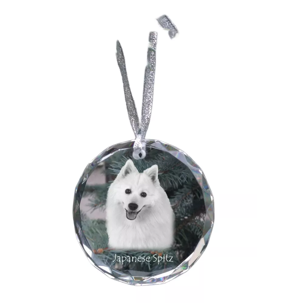 Spitz japonais - boule de Noël en cristal avec une photo, photo de chien dans le cristal, décoration personnalisée pour sapin de Noël de la marque Art-Dog