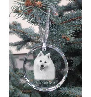 Spitz japonais - boule de Noël en cristal avec une photo, photo de chien dans le cristal, décoration personnalisée pour sapin de Noël de la marque Art-Dog