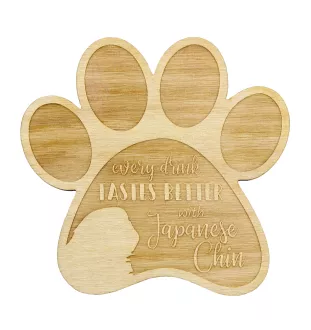 Japanese Chin, Japanese Spaniel - Mug coaster, engraved coaster with dog, gift for dog lover by Art-Dog brand