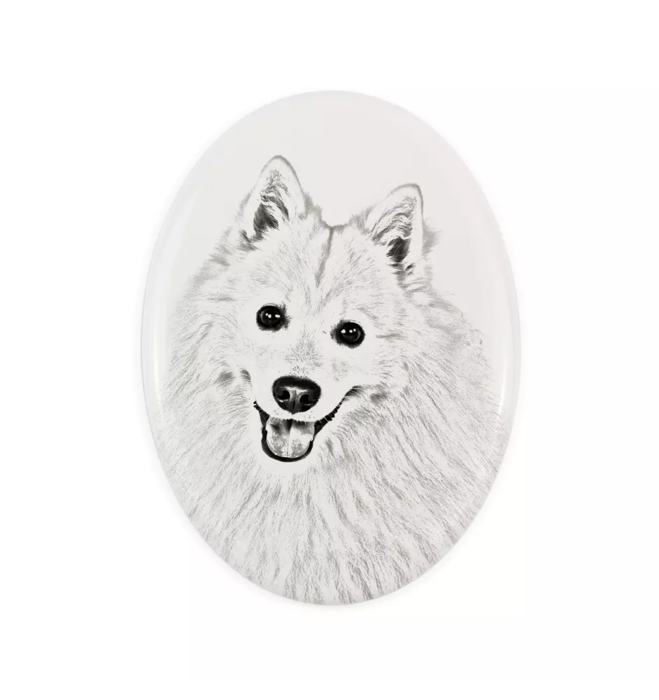 Spitz japonais - une plaque commémorative avec une photo de chien, une plaque funéraire avec une impression, une plaque ovale personnalisée de la marque Art-Dog