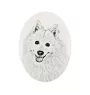 Japan-Spitz, Japanischer Spitz, Nihon Supittsu - Gedenktafel mit einem Foto eines Hundes, Grabplatte mit Druck, personalisierte ovale Platte der Marke Art-Dog