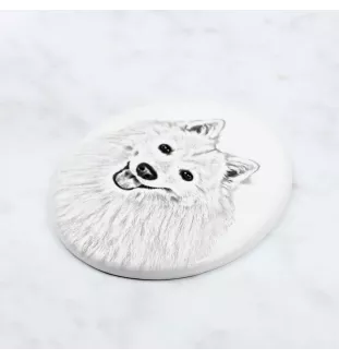Spitz japonais - une plaque commémorative avec une photo de chien, une plaque funéraire avec une impression, une plaque ovale personnalisée de la marque Art-Dog