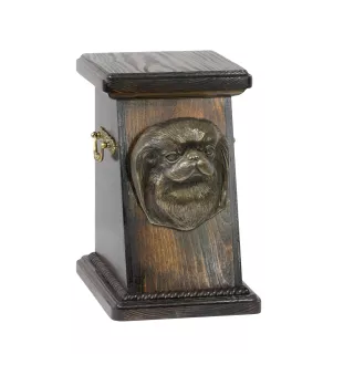 Japan Chin eine Ascheurne für Hunde, eine elegante Urne mit einer Statue, eine Gedenkurne mit dem Porträt eines Hundes von der Marke Art-Dog