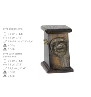 Japan Chin eine Ascheurne für Hunde, eine elegante Urne mit einer Statue, eine Gedenkurne mit dem Porträt eines Hundes von der Marke Art-Dog