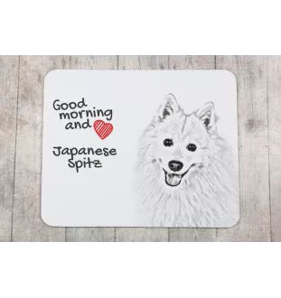 Japanese Spitz, Nihon Supittsu - mouse pad with print, personalized dog-themed mouse pad, unique gadget for an office worker by Art-Dog brand