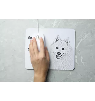 Japanese Spitz, Nihon Supittsu - mouse pad with print, personalized dog-themed mouse pad, unique gadget for an office worker by Art-Dog brand