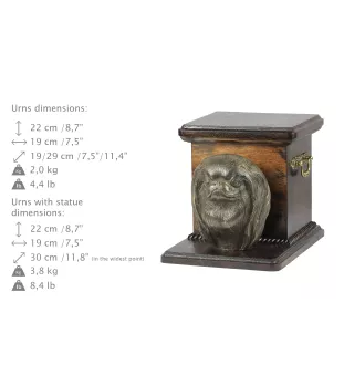 Japanese Chin, Japanese Spaniel - urn for dog ashes with a statuette, elegant urn for a dog, unique urn with a bust of a dog by Art-Dog brand