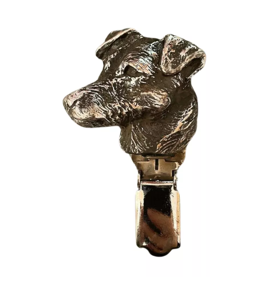 Jack Russell Terrier - Brosche mit Clip, Startnummernhalter, versilberte Anstecknadel für Hundeausstellungen der Marke Art-Dog