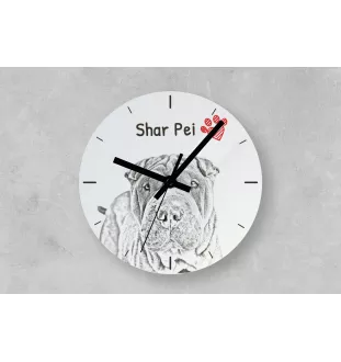 Japanese Spitz, Nihon Supittsu - wall clock with a dog, shelf clock with a print, personalized home decoration from the Art-Dog brand