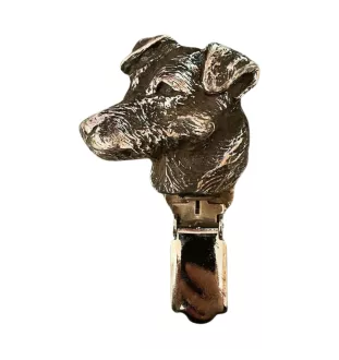 Jack Russell Terrier - brooch with a clip, holder for a start number, silver-plated dog show pin from the Art-Dog brand
