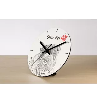 Japanese Spitz, Nihon Supittsu - wall clock with a dog, shelf clock with a print, personalized home decoration from the Art-Dog brand