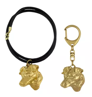 Jack Russell Terrier - keychain and necklace with a dog in a box, high-quality gold-plated product, Art-Dog brand