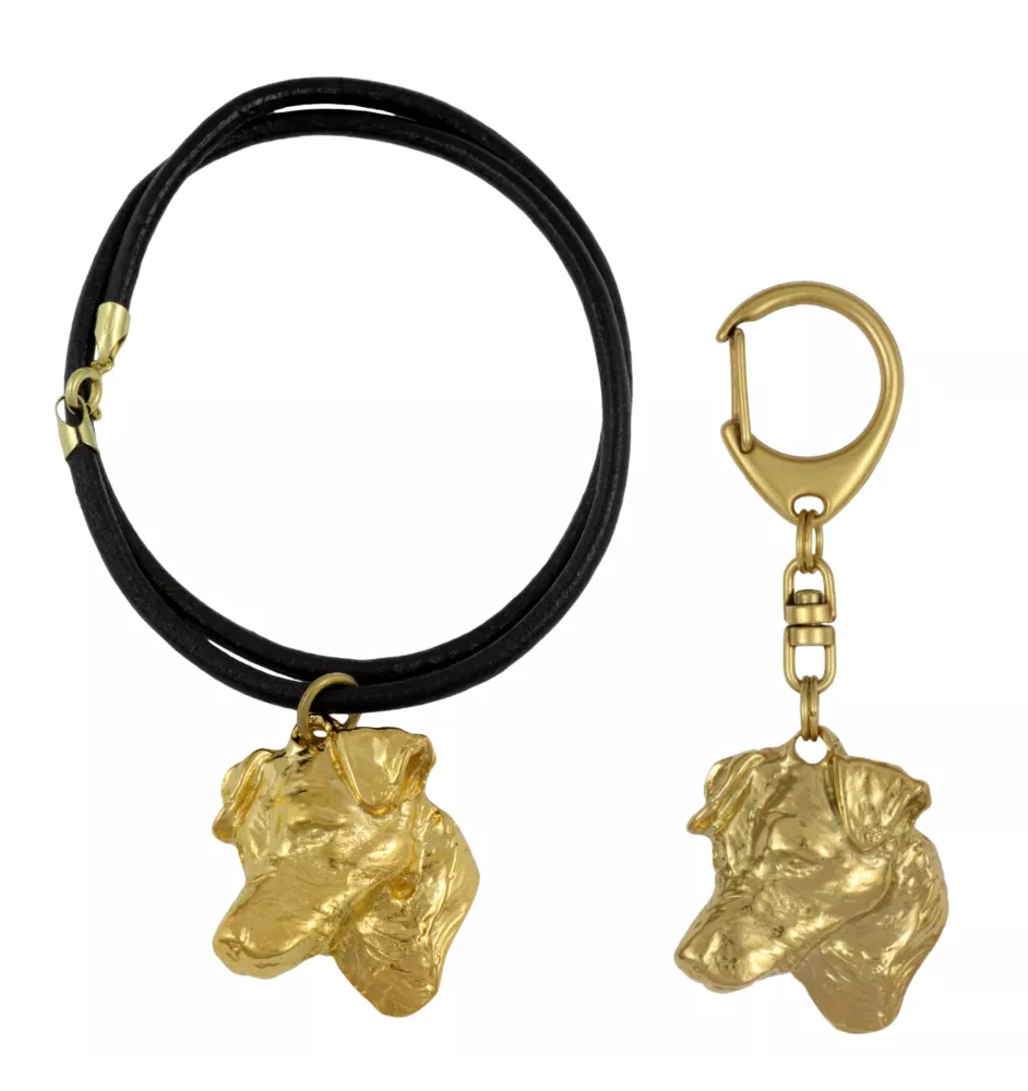 Jack Russell Terrier - keychain and necklace with a dog in a box, high-quality gold-plated product, Art-Dog brand