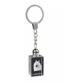 Japanese Spitz, Nihon Supittsu - Crystal key ring with dog photo, illuminated key ring, unique gift by Art-Dog brand