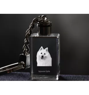 Japan-Spitz, Japanischer Spitz, Nihon Supittsu - Schlüsselanhänger aus Kristall mit Hundefoto, beleuchteter Schlüsselanhänger, einzigartiges Geschenk der Marke Art-Dog