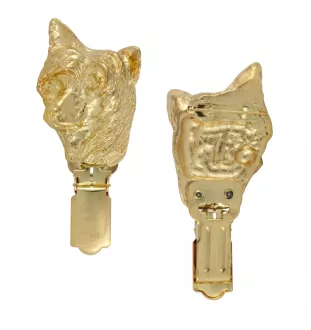 Japanese Chin, Japanese Spaniel - brooch with a clip, gold-plated holder for a race number, elegant dog show pin from Art-Dog brand