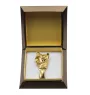 Japanese Chin, Japanese Spaniel - brooch with a clip, gold-plated holder for a start number, a gift for a dog show by Art-Dog brand.