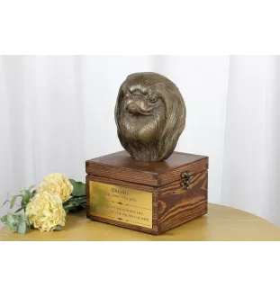 Épagneul japonais, Chin - urne pour les cendres du chien avec une statuette, petite urne pour chien, urne personnalisée avec le buste du chien de la marque Art-Dog