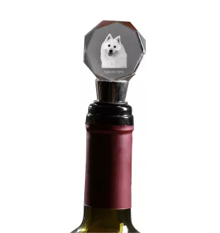 Spitz japonais - Bouchon de bouteille, bouchon de vin en cristal avec photo, cadeau personnalisé pour barman par la marque Art-Dog