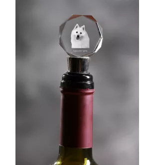 Spitz japonais - Bouchon de bouteille, bouchon de vin en cristal avec photo, cadeau personnalisé pour barman par la marque Art-Dog