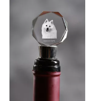 Spitz japonais - Bouchon de bouteille, bouchon de vin en cristal avec photo, cadeau personnalisé pour barman par la marque Art-Dog
