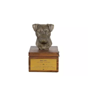 Jack Russell Terrier - Eine Ascheurne für Hunde mit einer Statuette, eine kleine Urne für Hunde, eine personalisierte Urne mit dem Porträt eines Hundes von der Marke Art-Dog.
