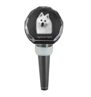 Japanese Spitz, Nihon Supittsu - Crystal bottle stopper, unique wine stopper with photo, personalised gift for sommelier by Art-Dog brand