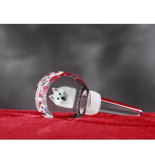 Japanese Spitz, Nihon Supittsu - Crystal bottle stopper, unique wine stopper with photo, personalised gift for sommelier by Art-Dog brand