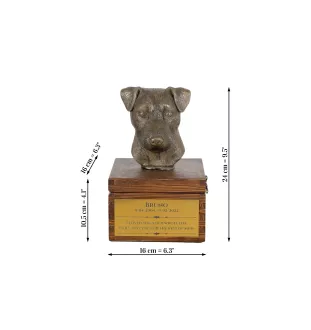 Jack Russell Terrier - Eine Ascheurne für Hunde mit einer Statuette, eine kleine Urne für Hunde, eine personalisierte Urne mit dem Porträt eines Hundes von der Marke Art-Dog.