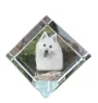 Spitz japonais - un cube de cristal avec une photo, une photo de cheval dans le cristal, un presse-papiers cubique de la marque Art-Dog