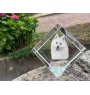 Spitz japonais - un cube de cristal avec une photo, une photo de cheval dans le cristal, un presse-papiers cubique de la marque Art-Dog