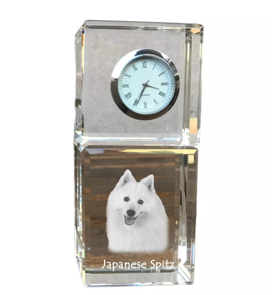 Szpic japoński zegar kryształowy z psem Art-Dog