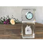 Japan-Spitz, Japanischer Spitz, Nihon Supittsu - Kristalluhr mit Foto, Hundebild im Kristall, personalisierte Schreibtischuhr von Art-Dog.