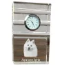 Spitz japonais - une horloge en verre avec une photo, une photo de chien dans un cristal, une horloge de bureau personnalisée de la marque Art-Dog