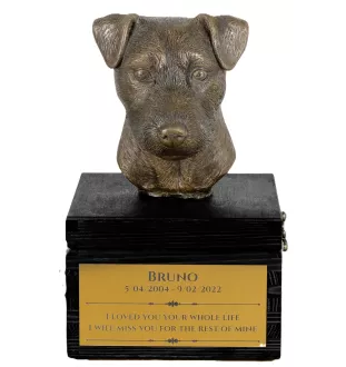 Jack Russell Terrier - an urn with an engraving and a sculpture of a dog, a handmade product by the Art-Dog brand.