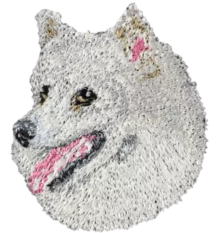 Japan-Spitz, Japanischer Spitz, Nihon Supittsu - Hund geformtes Aufnäher, besticktes Patch, einzigartiges Dekor für den Rucksack der Marke Art-Dog