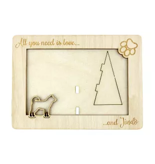 Jindo coréen, spitz coréen de Jindo - Cadre photo, cadre en bois gravé, un joli gadget pour l'amoureux des chiens par Art-Dog