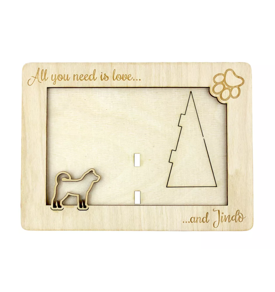 Jindo coréen, spitz coréen de Jindo - Cadre photo, cadre en bois gravé, un joli gadget pour l'amoureux des chiens par Art-Dog