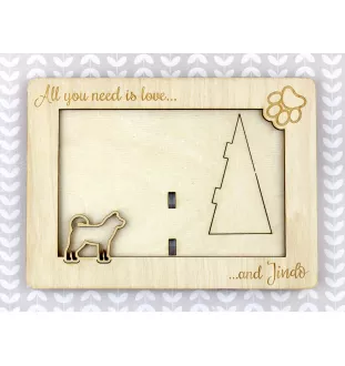 Jindo coréen, spitz coréen de Jindo - Cadre photo, cadre en bois gravé, un joli gadget pour l'amoureux des chiens par Art-Dog