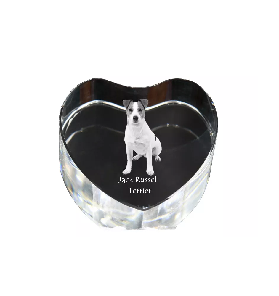 Jack Russell Terrier - a photo of a dog in crystal, crystal heart, unique photo frame from the Art-Dog brand