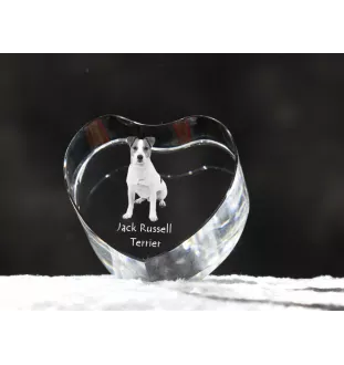 Jack Russell Terrier - Hundebild im Kristall, Kristallherz, einzigartiger Bilderrahmen der Marke Art-Dog
