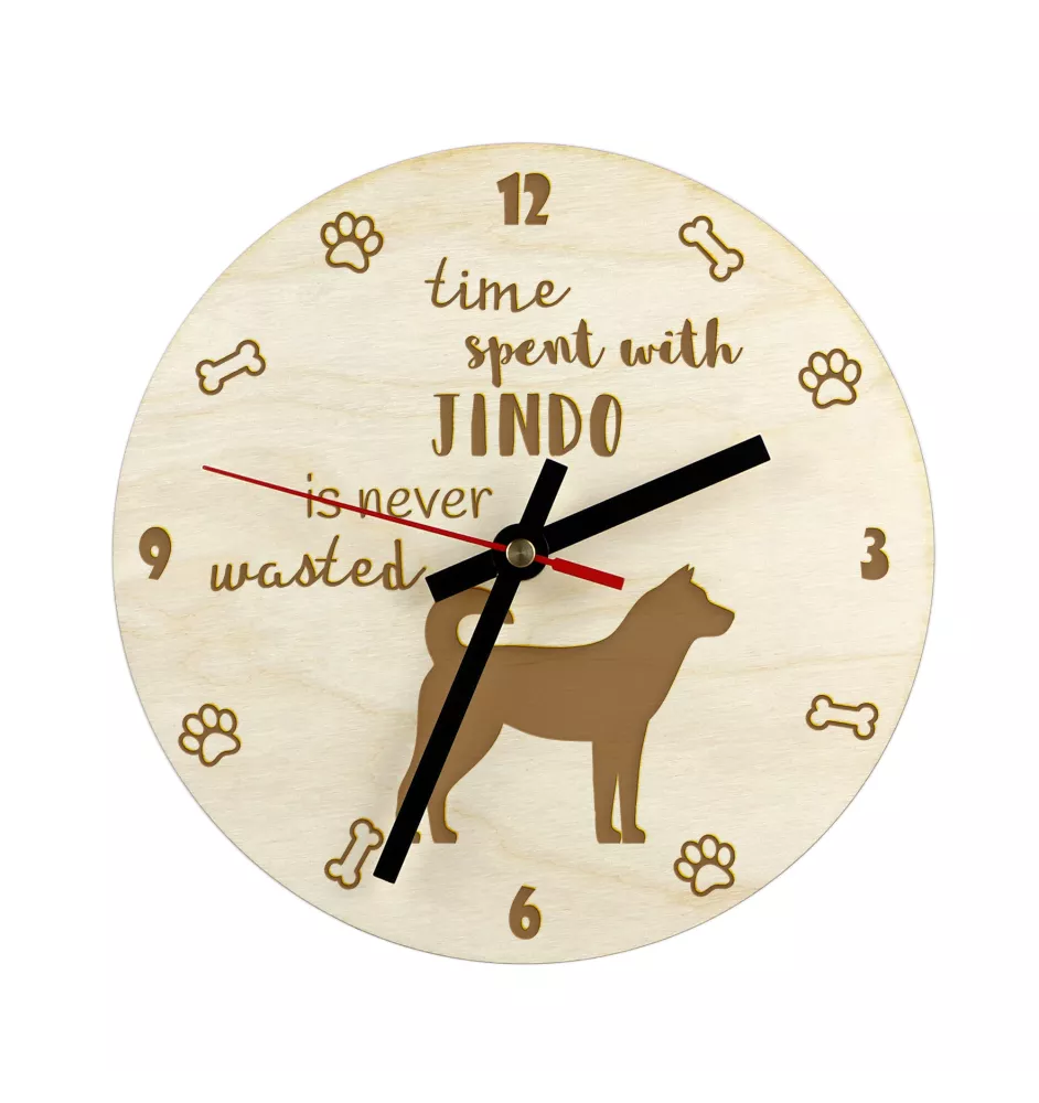 Koreanischer Jindo, Korea Jindo Dog, Jindo-gae - Hundeuhr, Holzuhr, Wanduhr für Hundefreunde, Tisch- und Regaluhr, Art-Dog