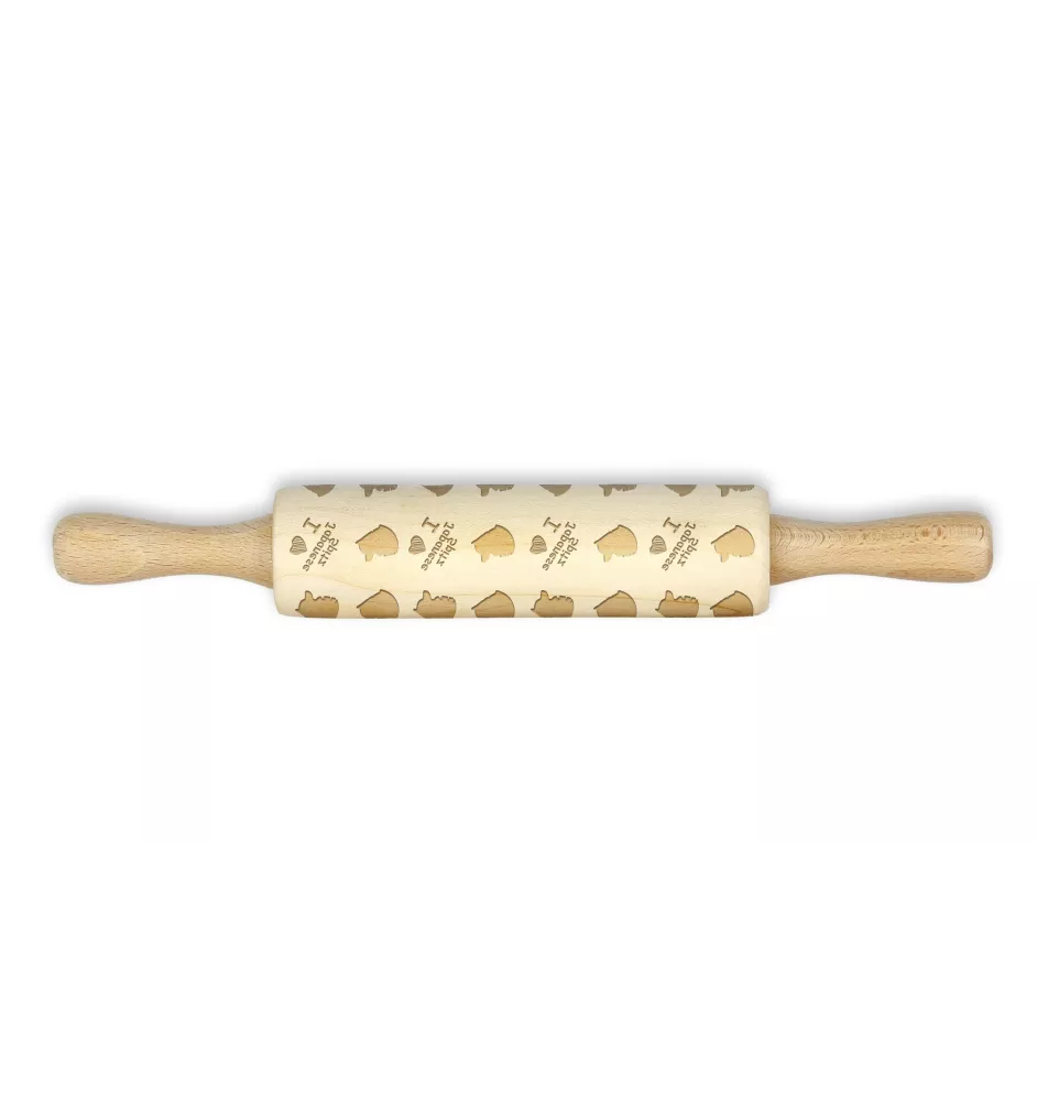 Japanese Spitz, Nihon Supittsu - small rolling pin with a dog pattern, a rolling pin for children's dough, decorating ceramic clay by Art-Dog brand