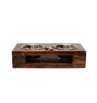 Jack Russell Terrier - wooden stand with bowls for a dog, steel dog bowls, a gift for adopting a dog from the Art-Dog brand
