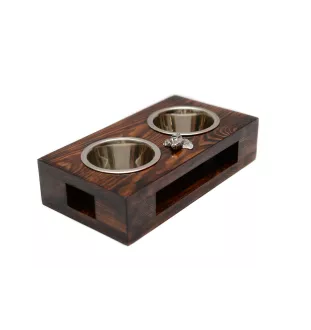 Jack Russell Terrier - wooden stand with bowls for a dog, steel dog bowls, a gift for adopting a dog from the Art-Dog brand