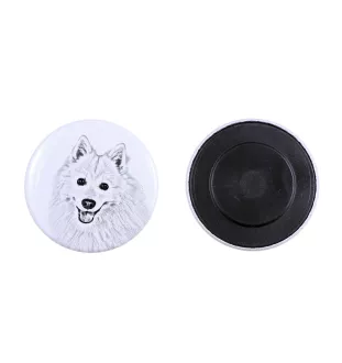 Japan-Spitz, Japanischer Spitz, Nihon Supittsu Magnet mit einem Hundepfotenabdruck, außergewöhnlich leicht, starker Magnet, handgefertigtes Produkt der Marke Art-Dog