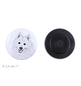 Japan-Spitz, Japanischer Spitz, Nihon Supittsu Magnet mit einem Hundepfotenabdruck, außergewöhnlich leicht, starker Magnet, handgefertigtes Produkt der Marke Art-Dog