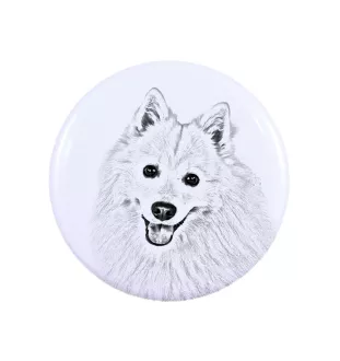 Japan-Spitz, Japanischer Spitz, Nihon Supittsu Magnet mit einem Hundepfotenabdruck, außergewöhnlich leicht, starker Magnet, handgefertigtes Produkt der Marke Art-Dog